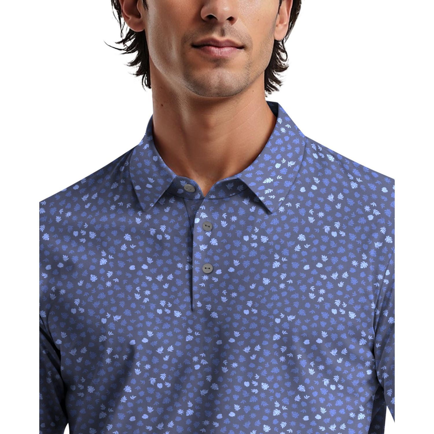 Ben Hogan Performance Men's Fall Micro Leaf Print Golf Polo Shirt,