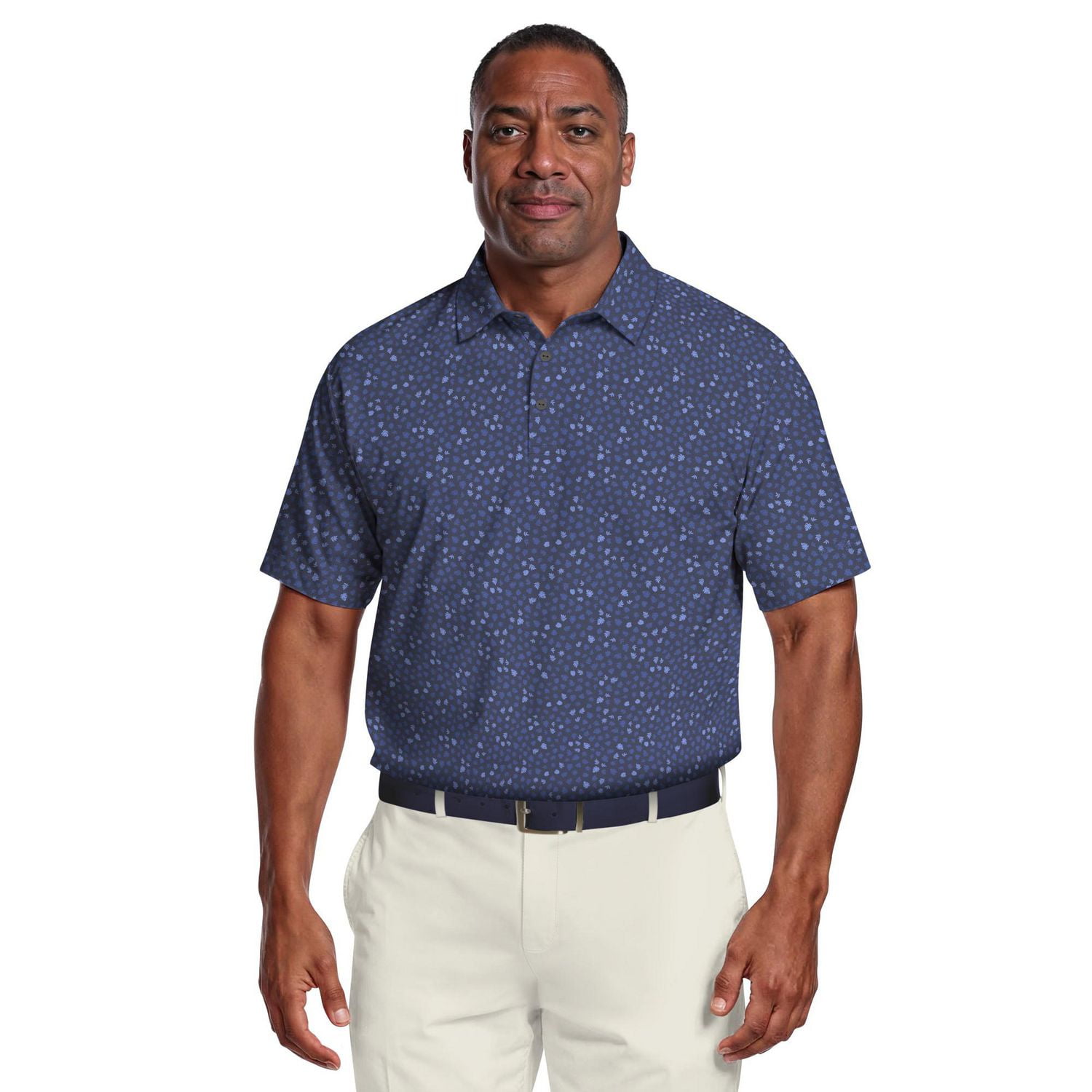 Ben Hogan Performance Men's Fall Micro Leaf Print Golf Polo Shirt,