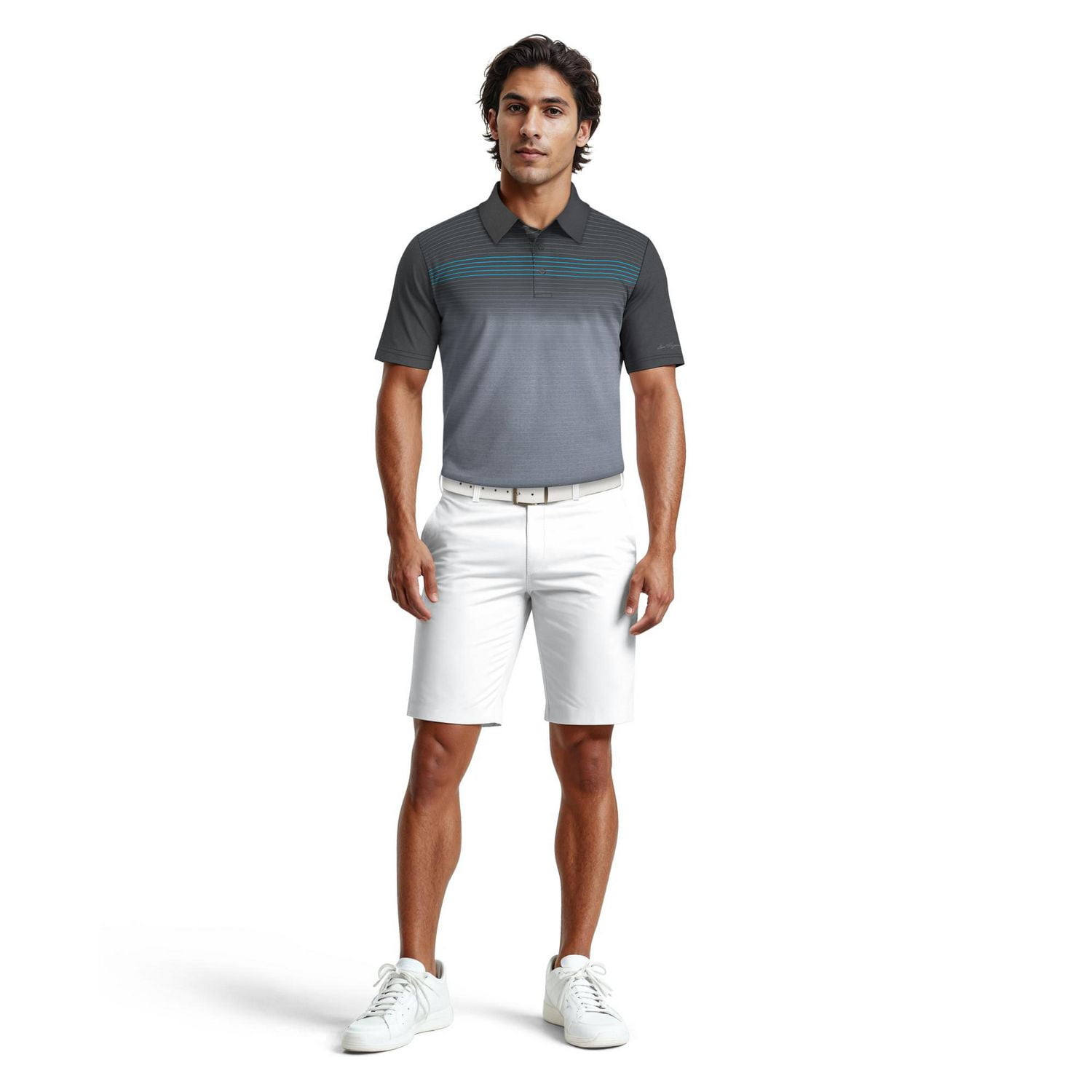 Ben Hogan Performance Men's Heather Asymmetrical Print Golf Polo Shirt,