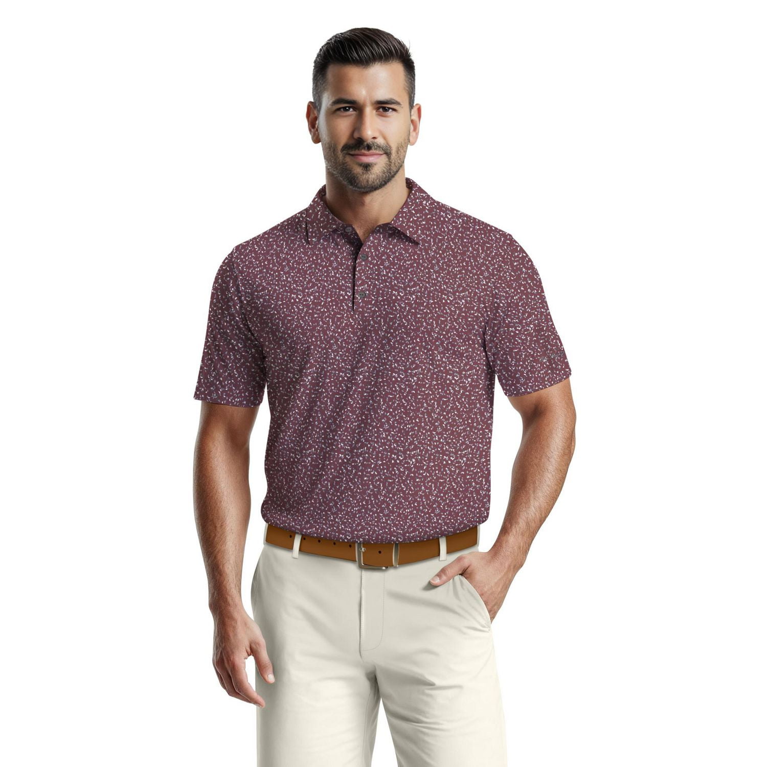 Ben Hogan Performance Men's Geometric Confetti Print Golf Polo Shirt,