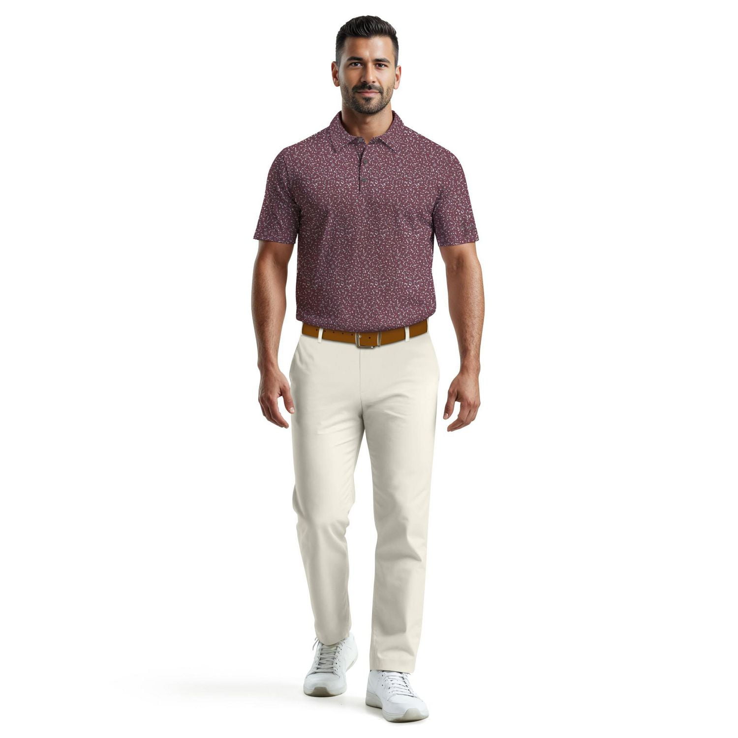 Ben Hogan Performance Men's Geometric Confetti Print Golf Polo Shirt,