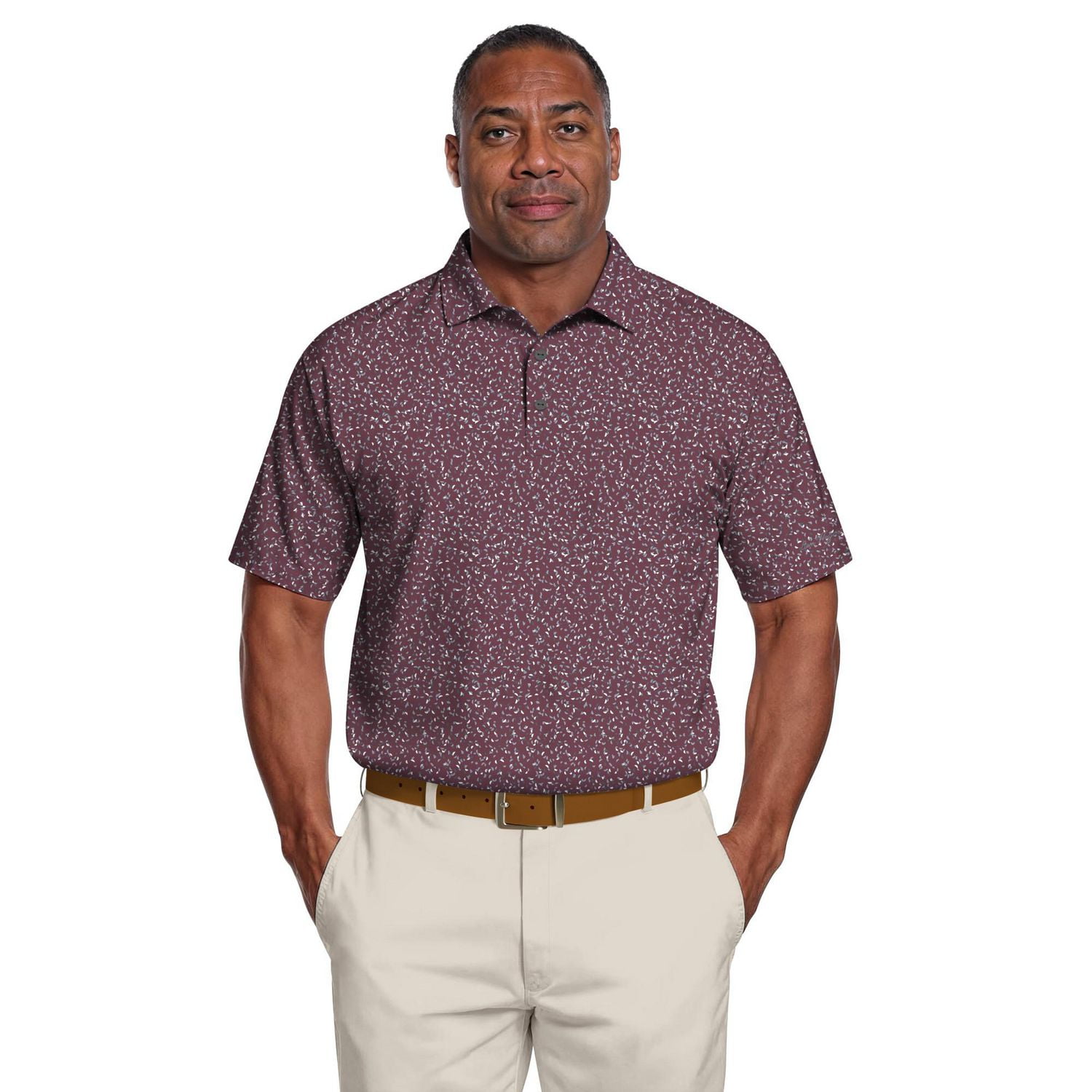 Ben Hogan Performance Men's Geometric Confetti Print Golf Polo Shirt,