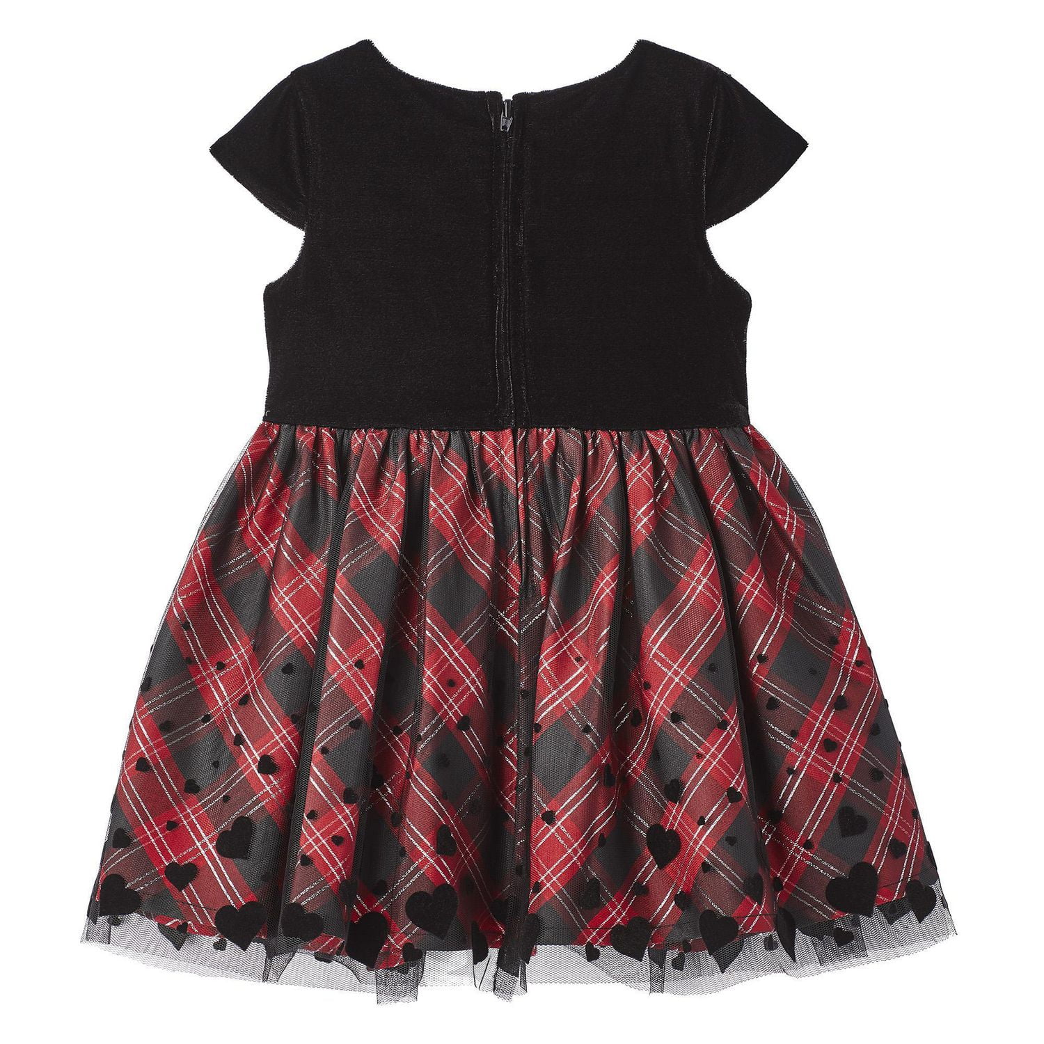 Robe avec jupe à carreaux et maille floquée George pour bébés filles