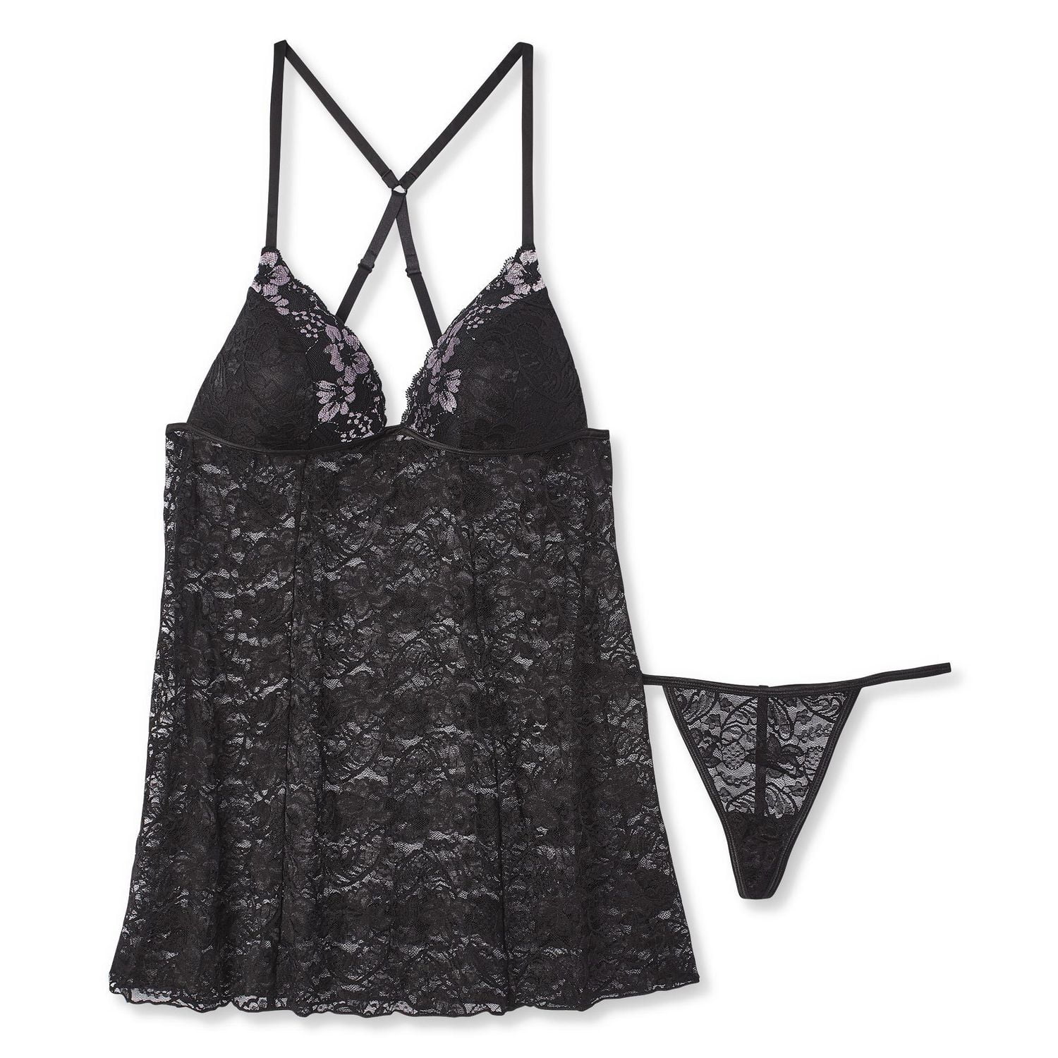 George Women's Lace Badydoll 2-Piece Set