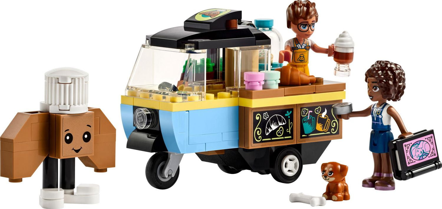 LEGO Friends Mobile Bakery Food Cart Playset Cooking Toy for Pretend Play Small Gift for Kids Girls and Boys Ages 6 and Up with Aliya and Jules Mini Dolls Aira Dog Figure and