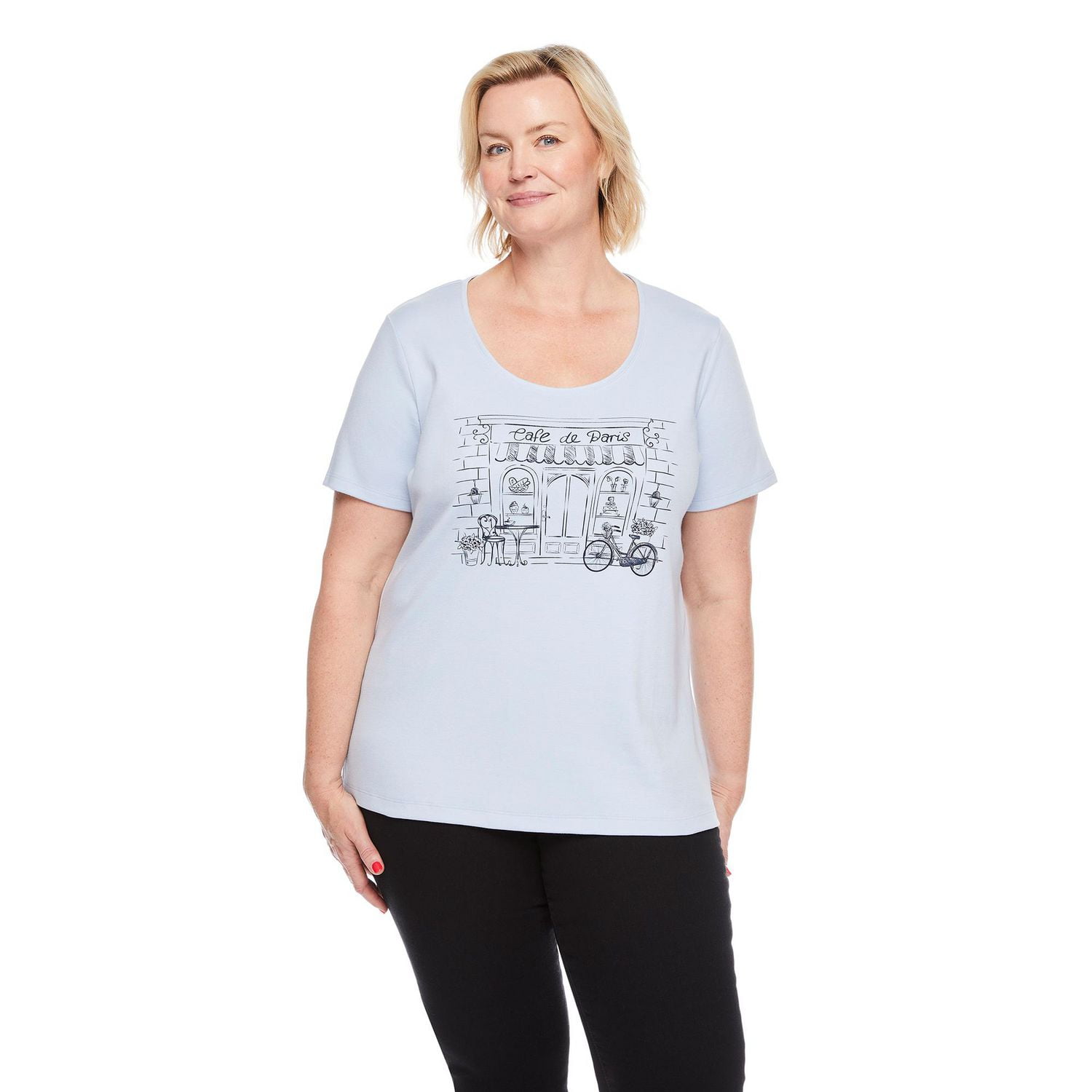 Iyla Women's Plus Interlock Crew Neckline Tee, Sizes 1X-4X