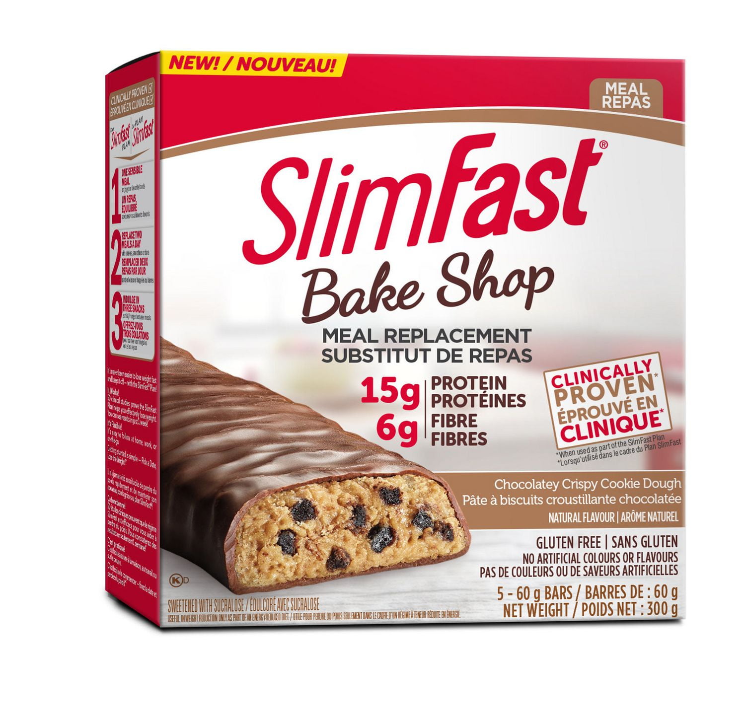 SLIM-FAST Bake Shop Meal Replacement Bars Chocolatey Crispy Cookie ...