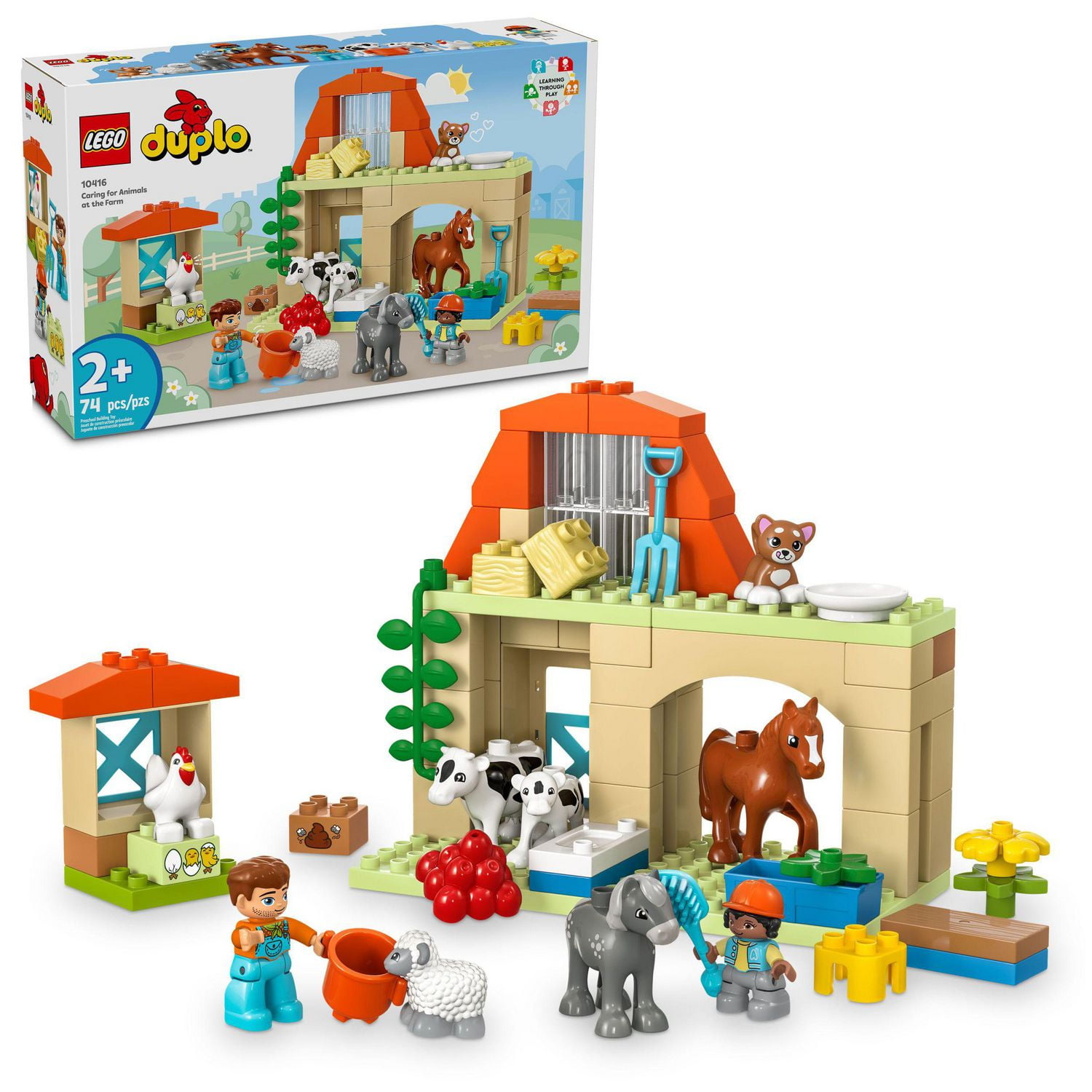 LEGO DUPLO Town Caring for Animals at the Farm Learning Toy for Toddlers Farmhouse with Horse Cow and Chicken Figures Farm Playset Educational Set