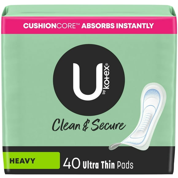 U by Kotex Security Ultra Thin Pad, Heavy Absorbency, Unscented, 40 Count
