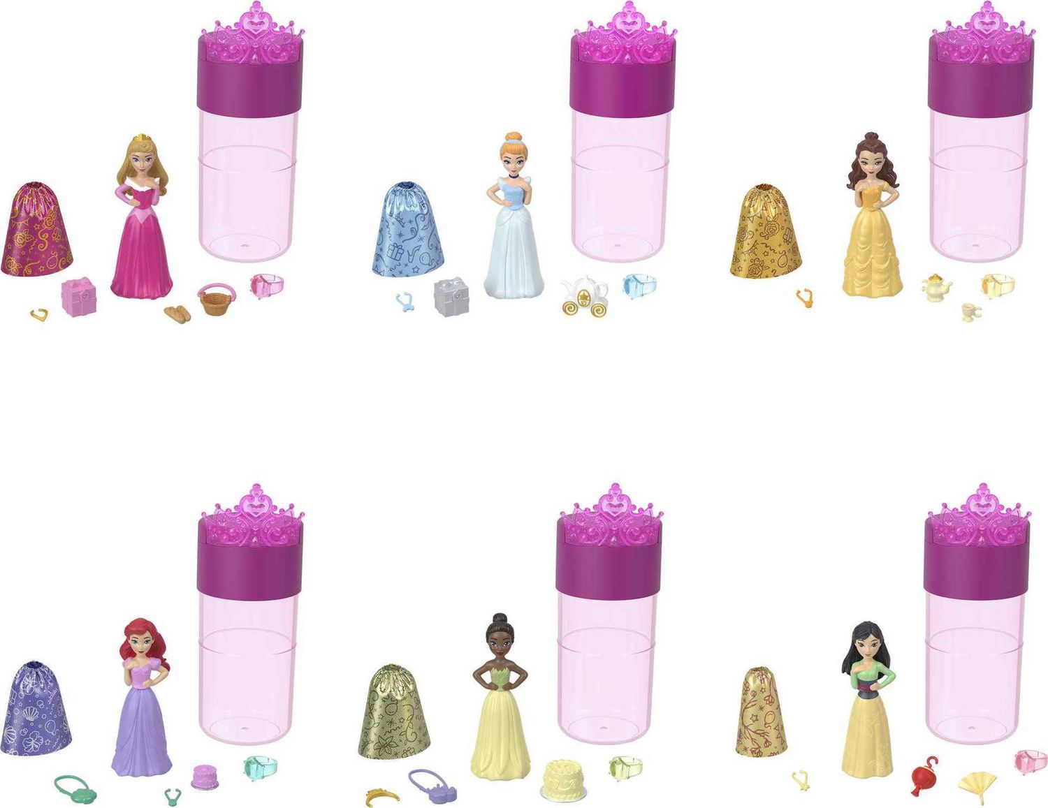 Disney Princess Color Reveal Dolls with 6 Surprises, Party Series, Ages 3+  