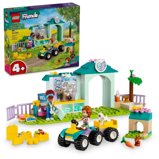 LEGO Friends Farm Animal Vet Clinic Toy, Pretend Play Building Kit ...