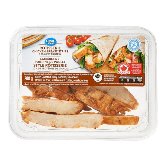 Great Value fully cooked Rotisserie Chicken Breast Strips