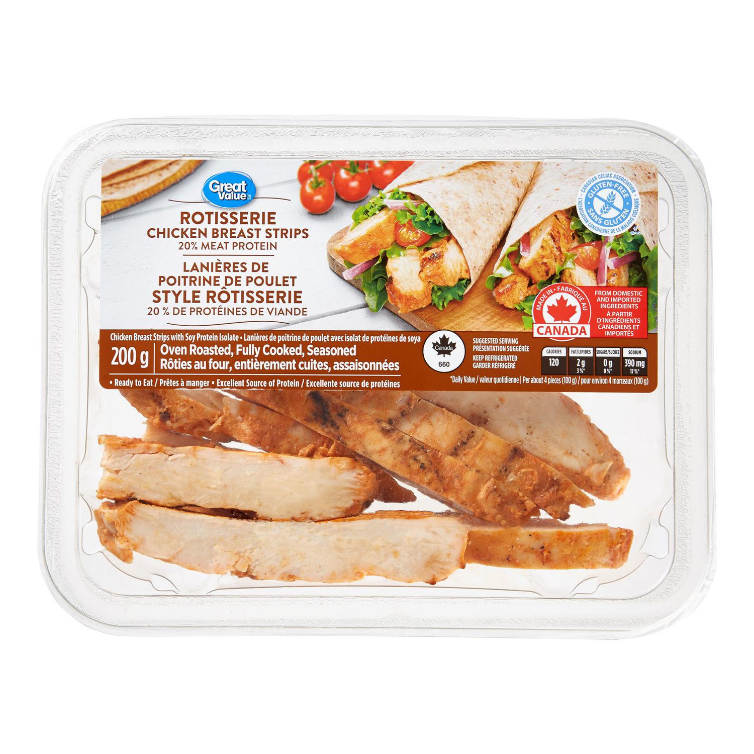 Great Value fully cooked Rotisserie Chicken Breast Strips