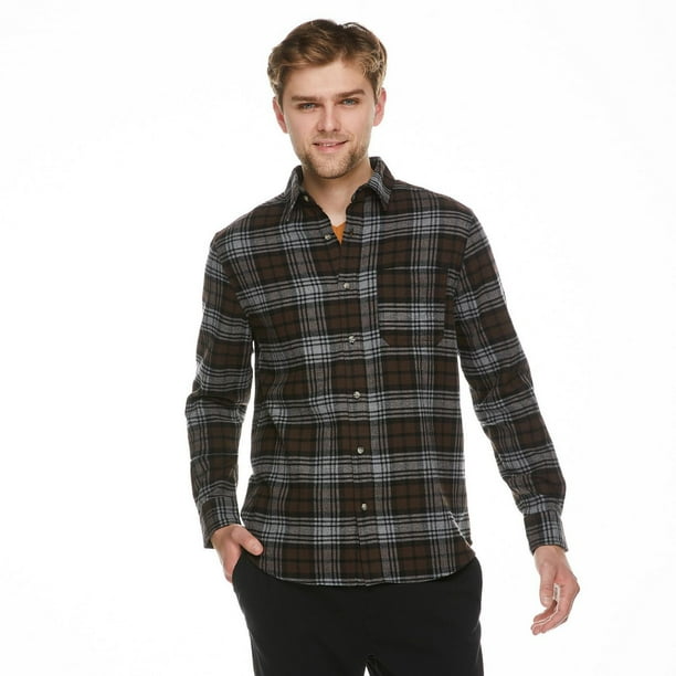 Men's Melange Long Sleeve Flannel Shirt Walmart.ca