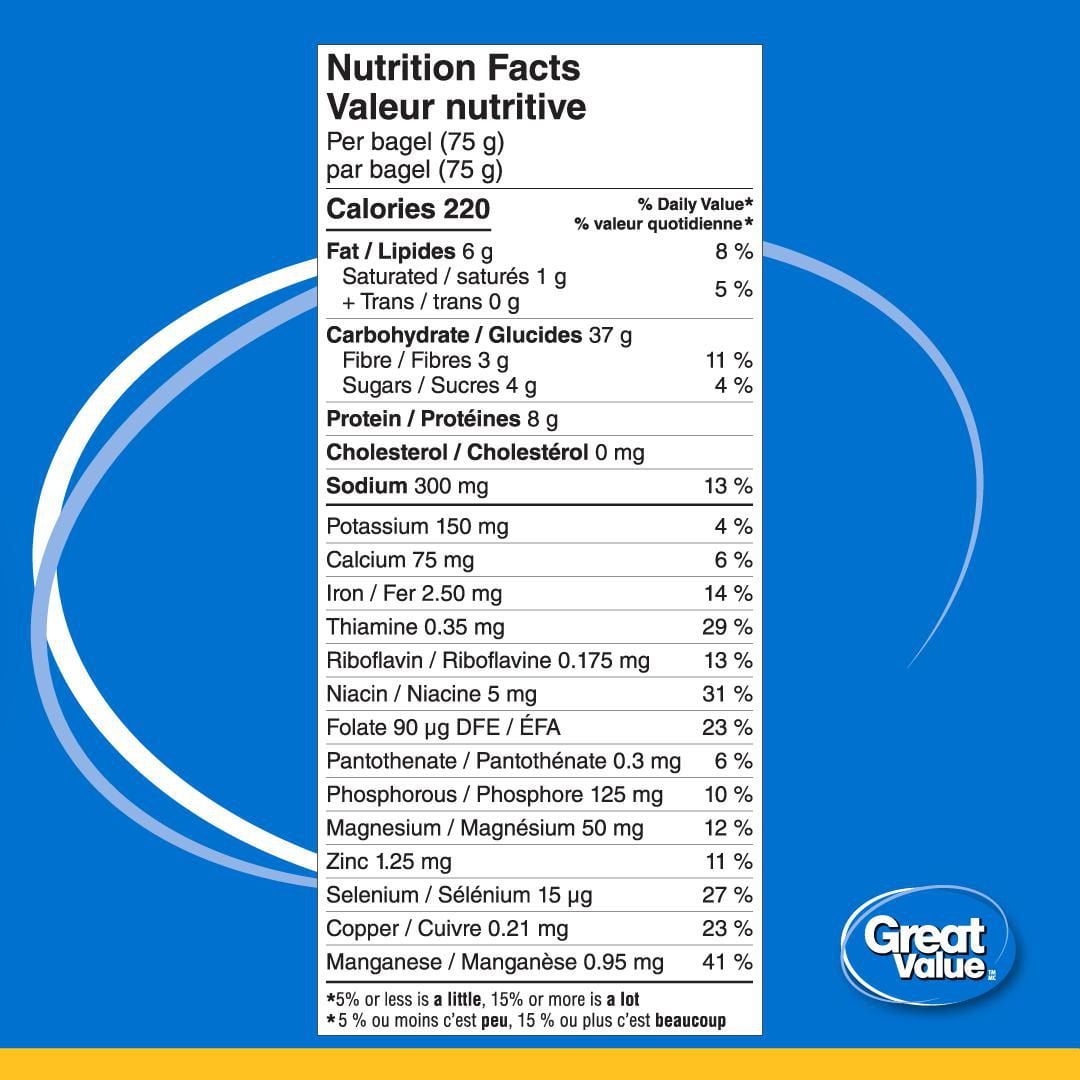 Bagels multigrains Great Value 450 g