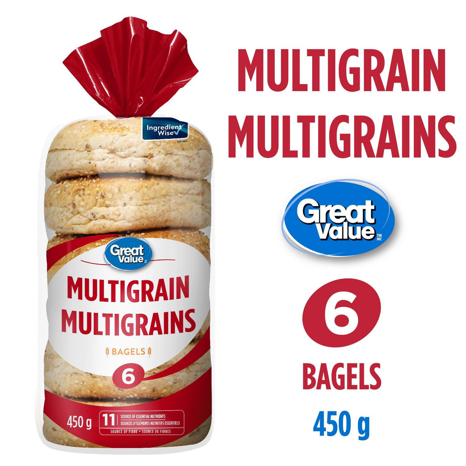 Bagels multigrains Great Value 450 g