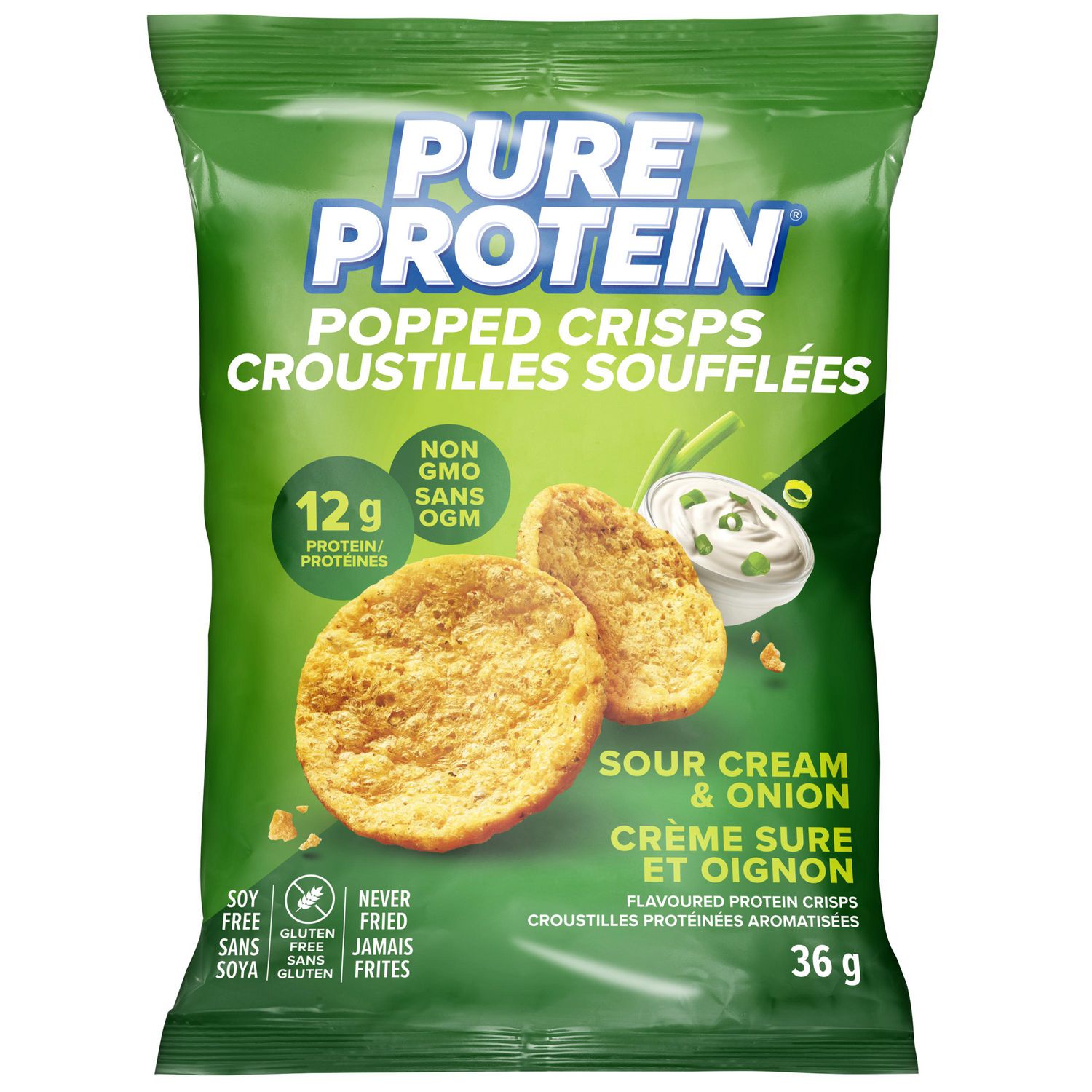 Pure Protein Popped Crisps Sour Crm &Onions 36g