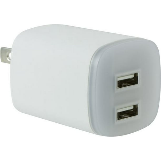 Chargeur-veilleuse à DEL à deux prises USB de GE