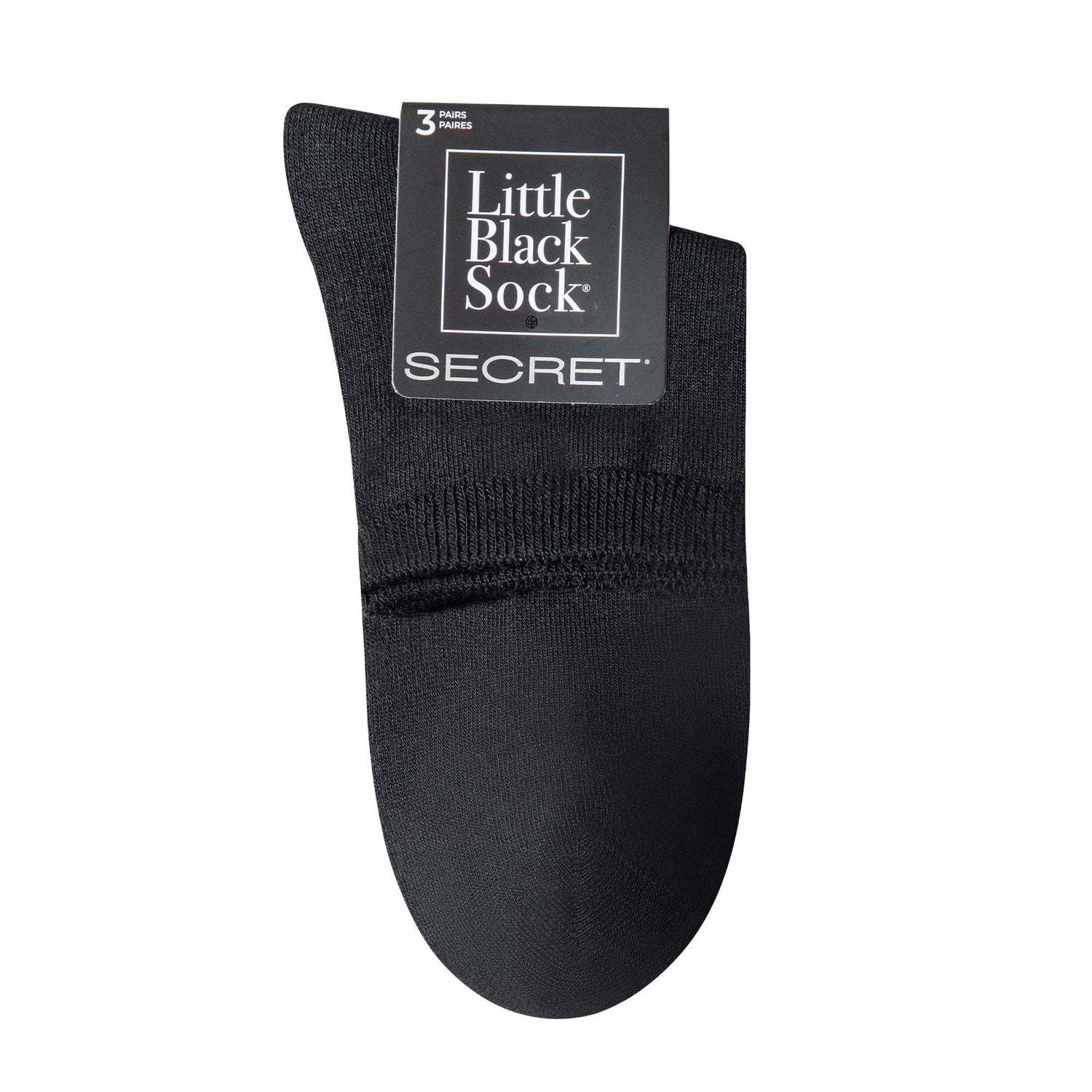Secret Little Black Socks Solid Quarter P3, Fits shoe sizes 6-10