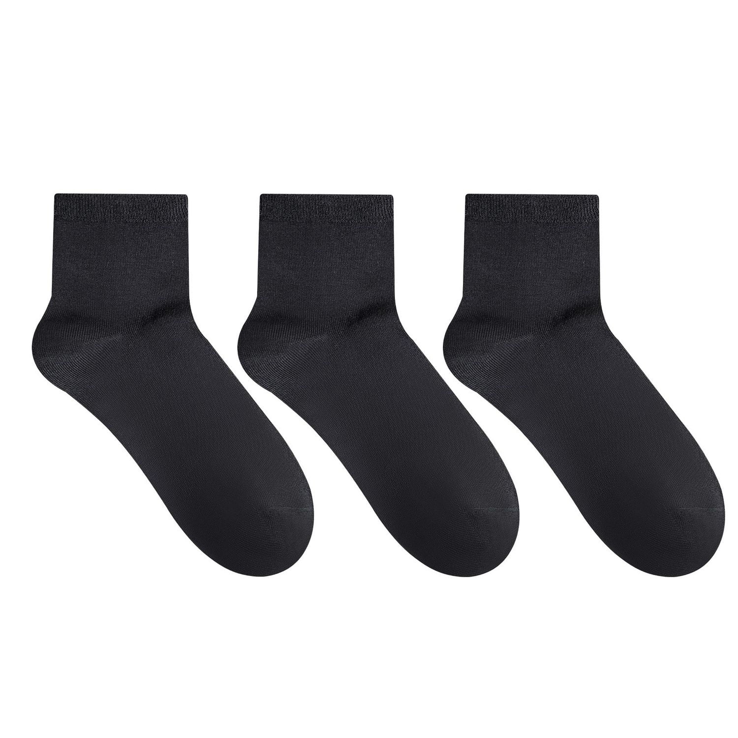 Secret Petites Chaussettes Noires Quart de jambe uni 3P Pointures 6 à 10