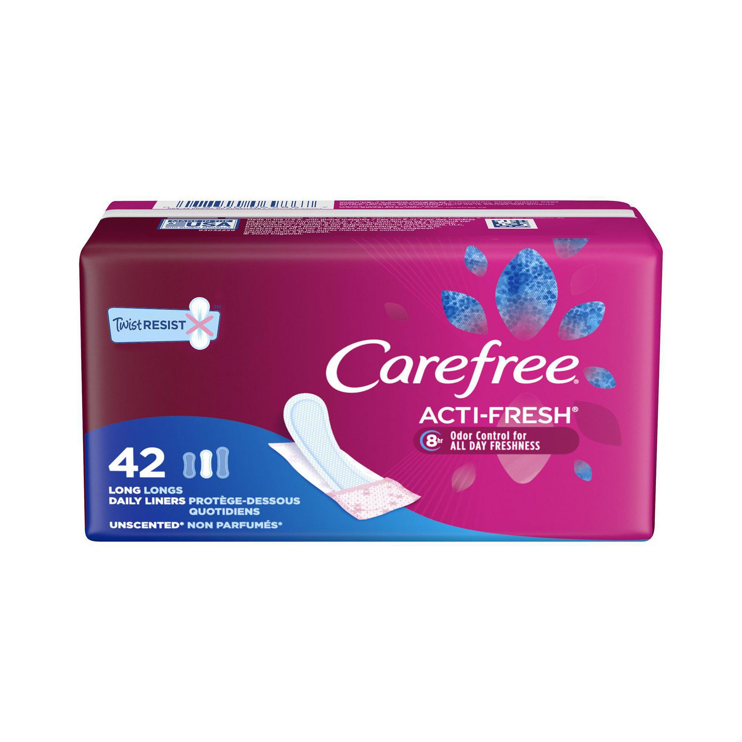 Carefree Original Panty Liners Long Super Absorbency Wrapped