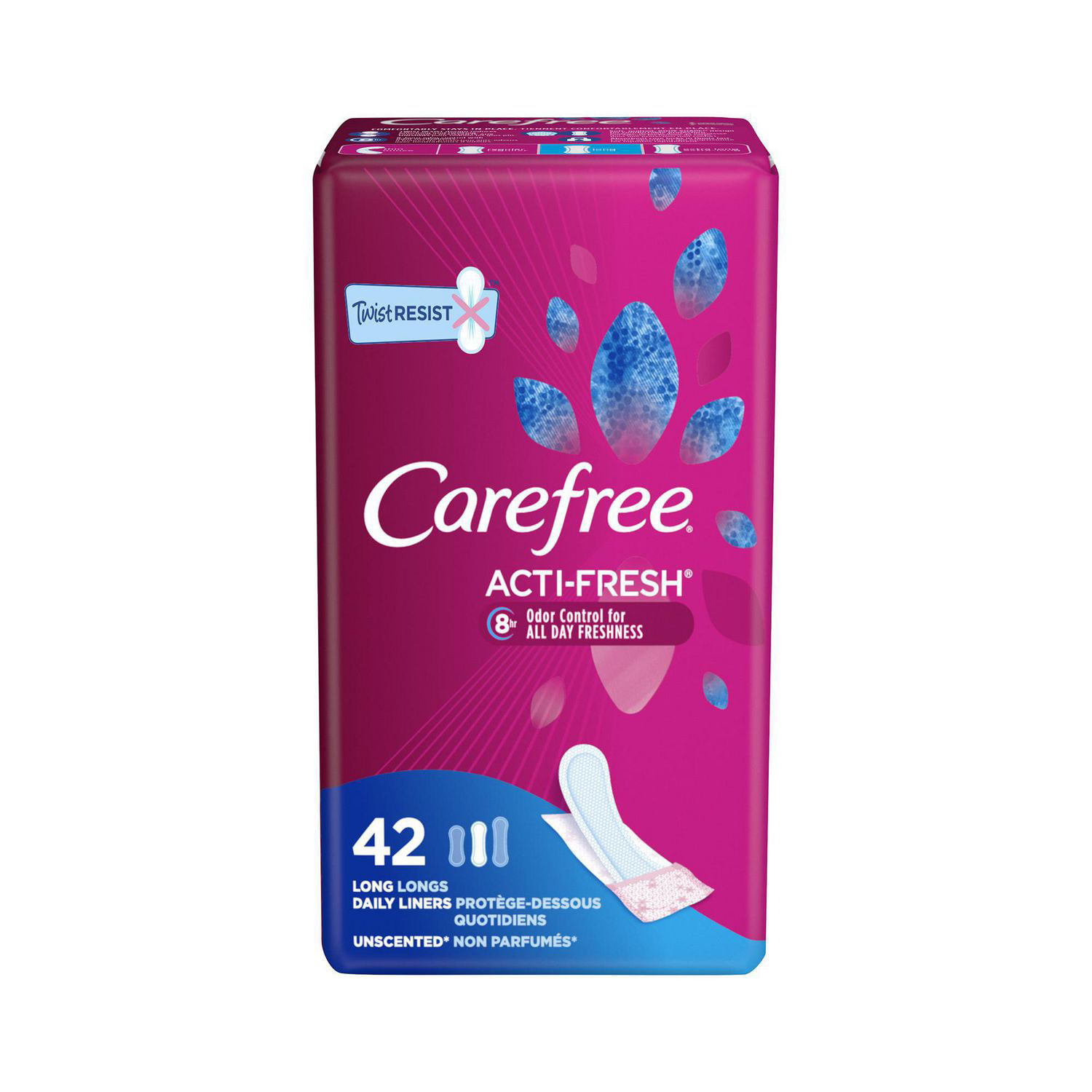 Carefree Acti-Fresh Body Shape Panty Liners Long To Go Pack of 42 Liners,  42 Panty Liners 
