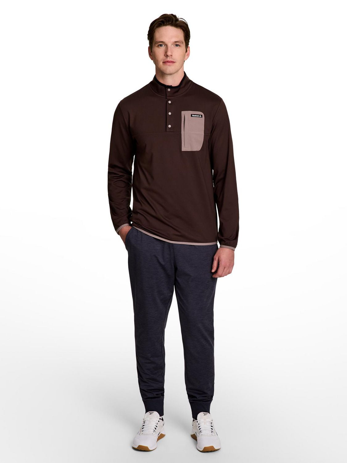 Reebok Pull à col montant et boutons-pression  freedom pour homme