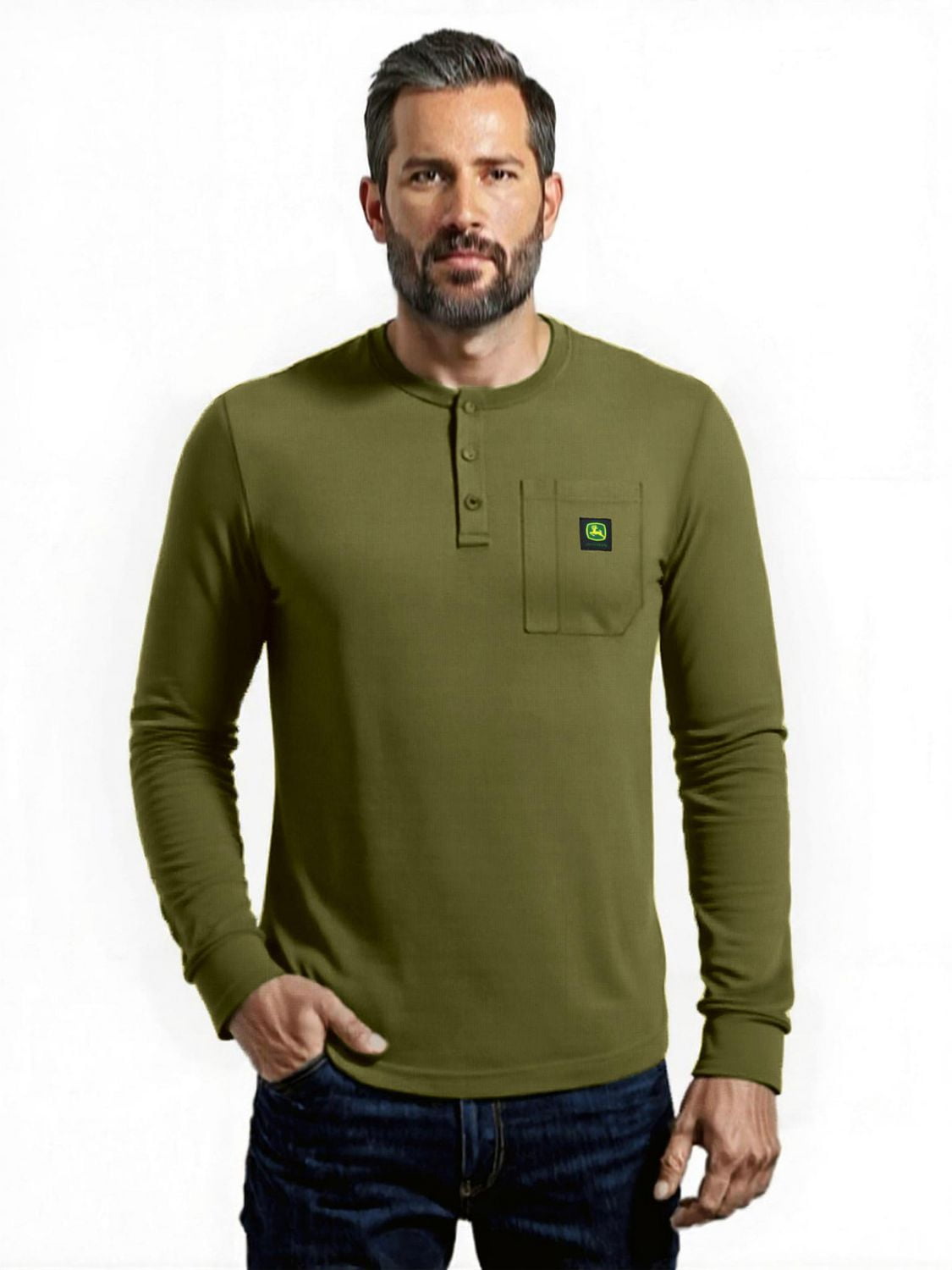 John Deere Men’s Warmth Shield™️ Long Sleeve Thermal Pocket Henley, S-XL, Henley