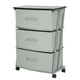 Mainstays 3 Drawer Fabric Dresser Storage Tower with Wheels, Storage Cart 3 drawers grey Dresser Chest with Wood Top, Organizer Unit, Sturdy Metal Frame for Bedroom, Closet, Entryway, Nursery Room, Size:23.3 in. W x 12 in. D x 29.8 in. H; Grey drawer with black wood top - image 2 of 4