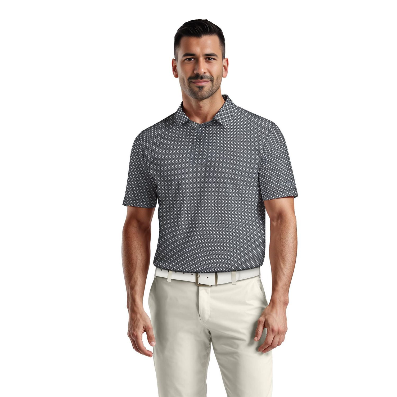 Ben Hogan Performance Men's All-Over Geometric Print Golf Polo Shirt,