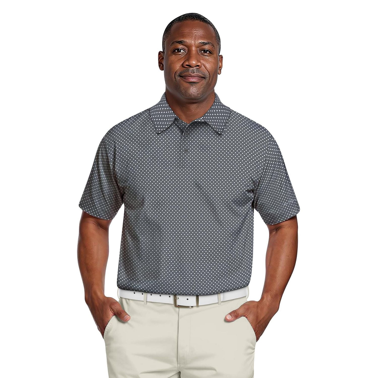 Ben Hogan Performance Men's All-Over Geometric Print Golf Polo Shirt,