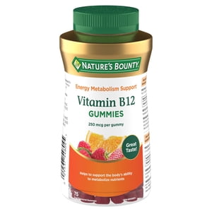 NATURE'S BOUNTY Vitamin B12, Factor In Maintenance Of Good Health, Helps Form Red Blood Cells, Aids Immune System, Assorted Flavours Of Mixed Berry, Orange & Raspberry 75.0 count