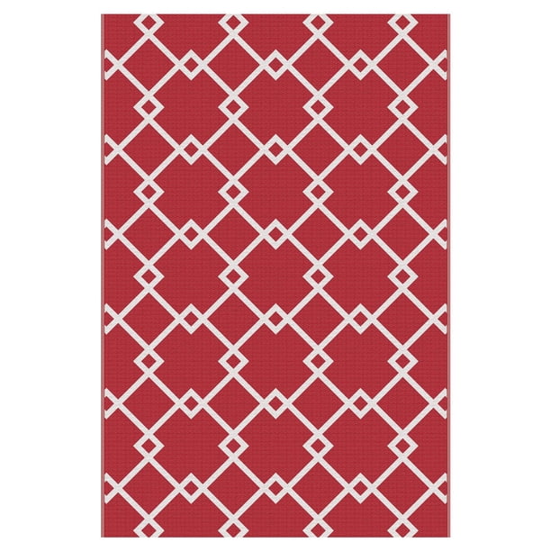 Red Polyporene Rug 6'x9' Geometric Red Polyweave Rug - Walmart.ca