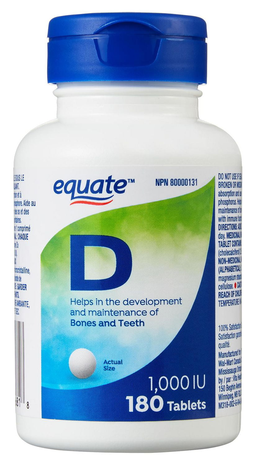 Equate Vitamin D, 1,000 IU <br>180 Tablets