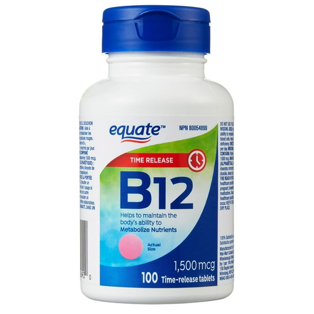 Equate Vitamine B12 1 500 mcg 100 Comprimés à libération différée