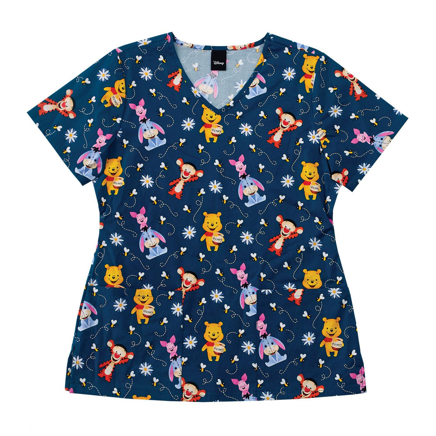 SCRUBSTAR WOMENS DISNEY POOH BEAR V-NECK PRINT TOP | Walmart Canada