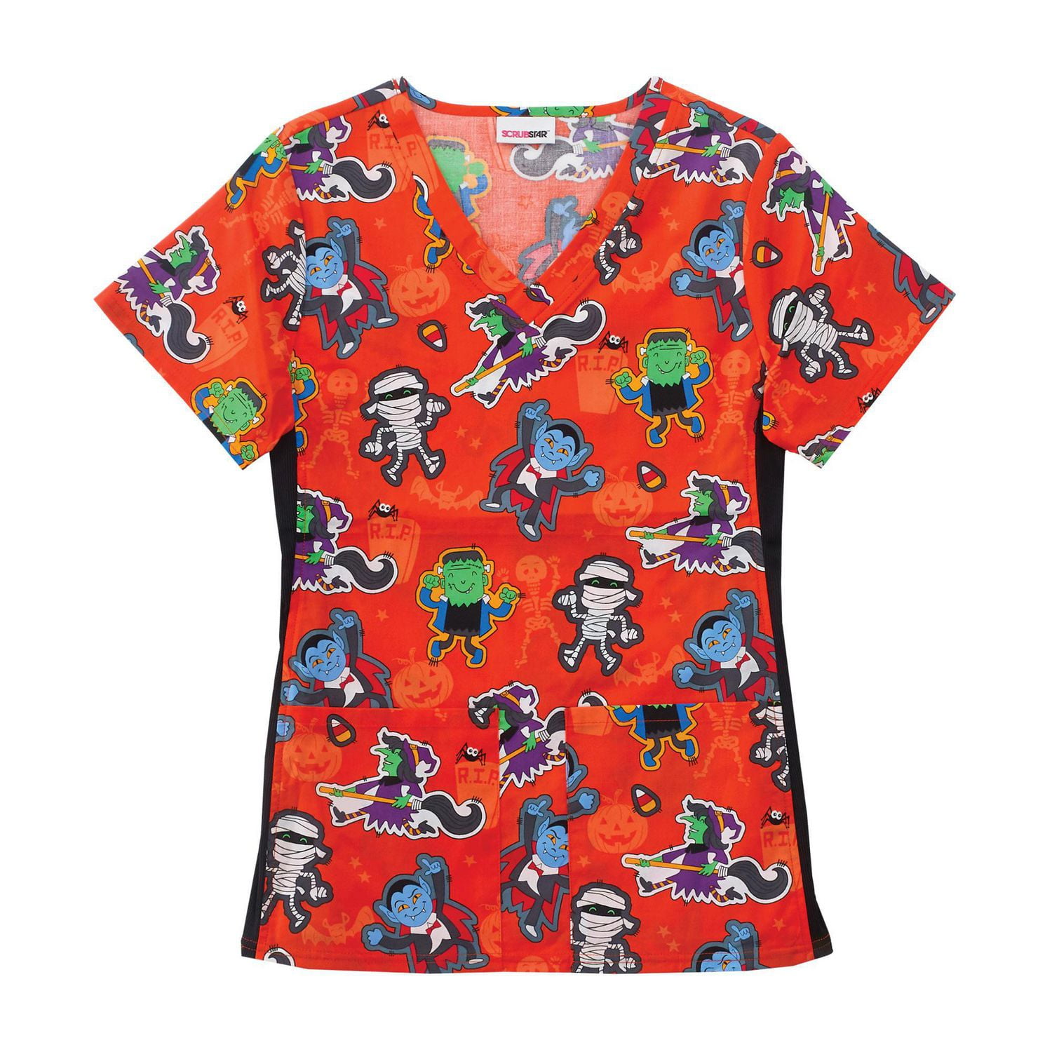 Halloween print hot sale scrub tops