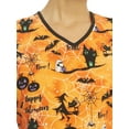 thumbnail image 4 of Scrubstar Women's "Creepy Creatures" V-Neck Print Top, 4 of 6