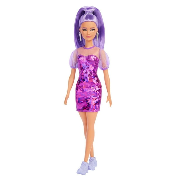 Barbie Fashionistas Doll #178, Petite, Long Purple Hair & Purple ...