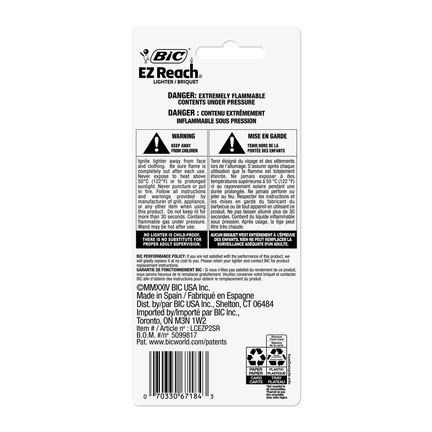 BIC EZ Reach Lighters, The Ultimate Lighter with Extended Wand (1.45-inch), Assorted Colours, 2-Count, Pack of 2 EZ Reach Lighters