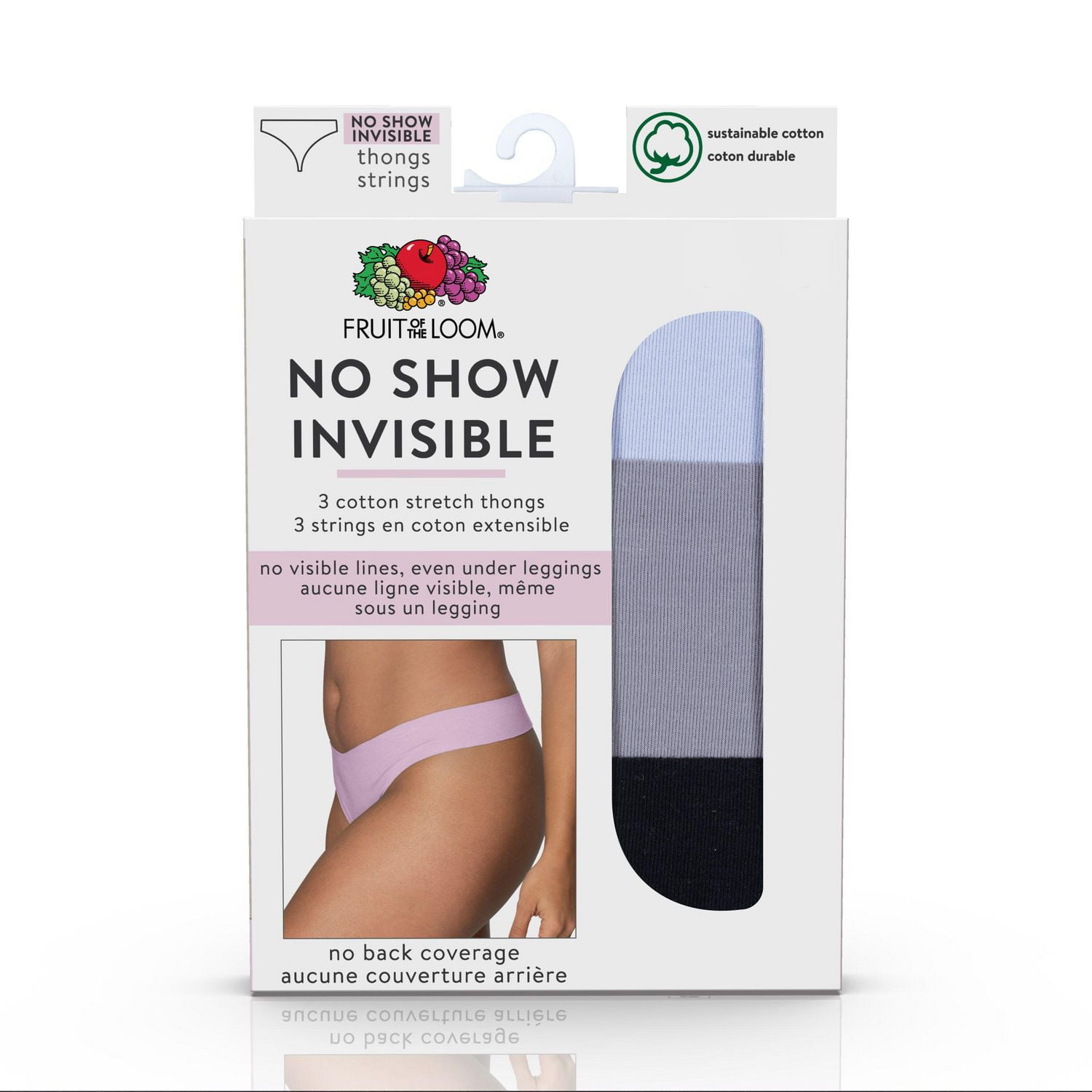 Women's No Show Thong Underwear, 3 Pack