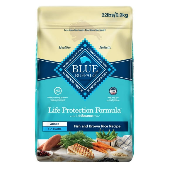 BLUE Life Protection Formula recette poisson et riz brun pour chiens adultes 9,9kg