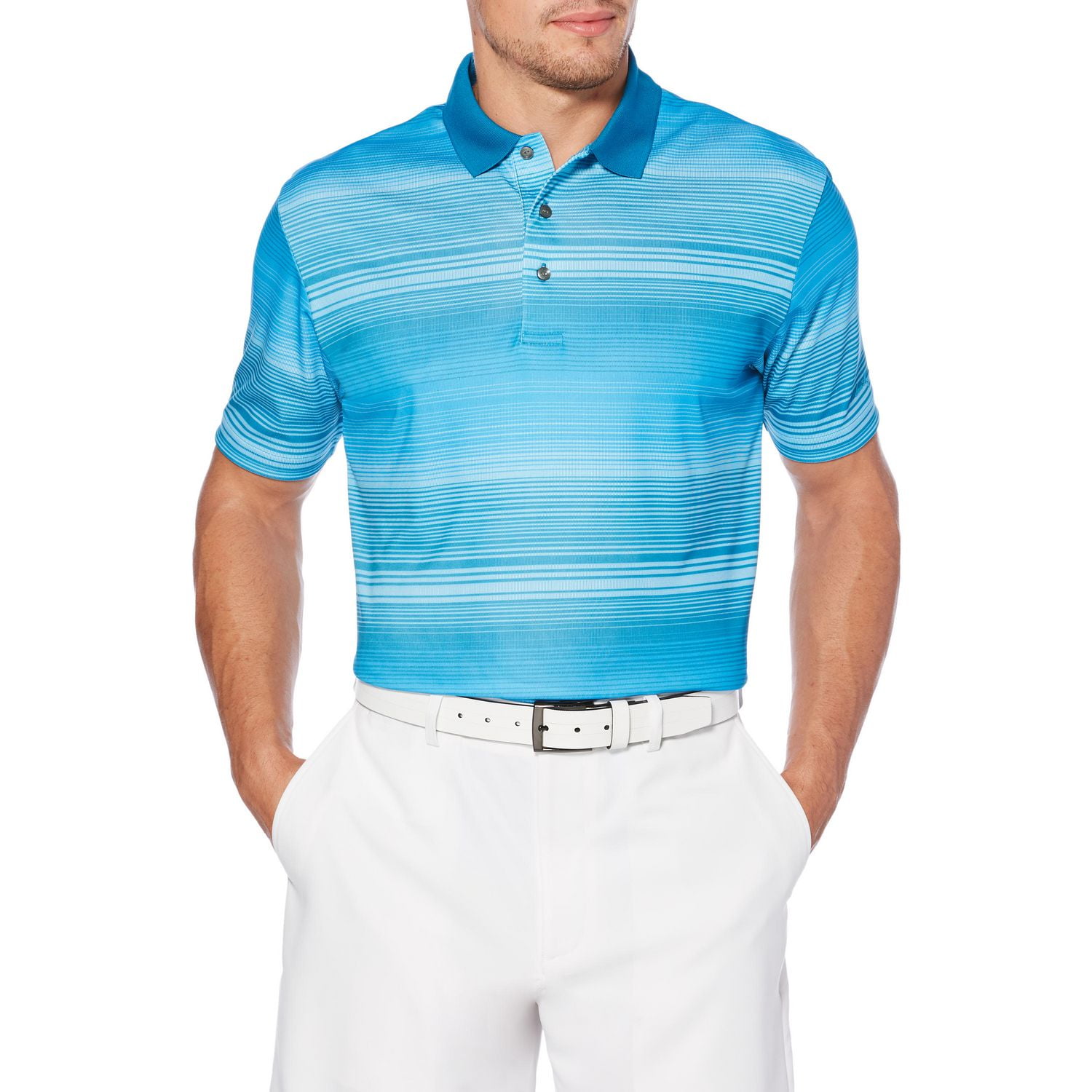 Ben Hogan Men's Performance Jacquard Striped short Sleeve Polo Shirt