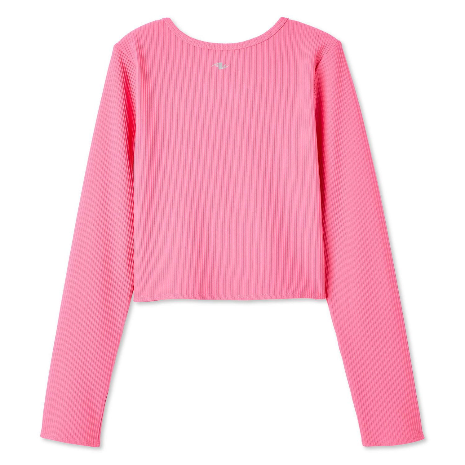 Athletic Works Girls' Long Sleeve Rib Top, Sizes XS-XL