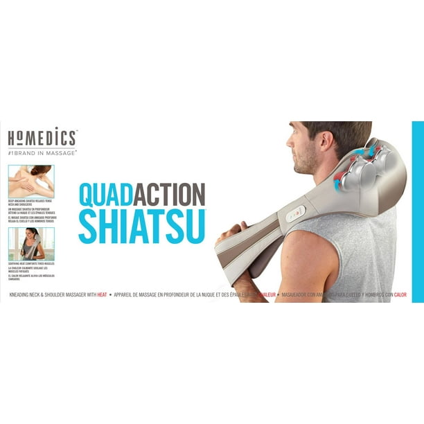HoMedics Quad Action Shiatsu Kneading Neck & Shoulder Massager with Heat
