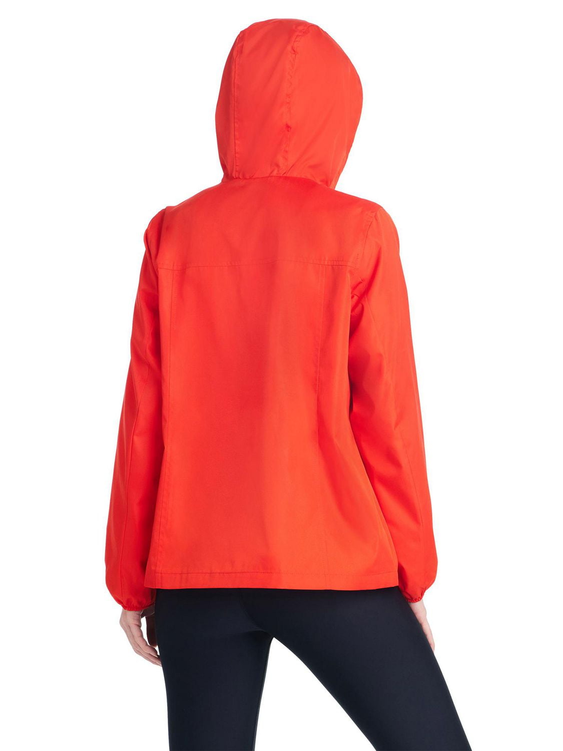 Details Women's Windbreaker With Striped Lining Trim Inside of Hood & Yoke