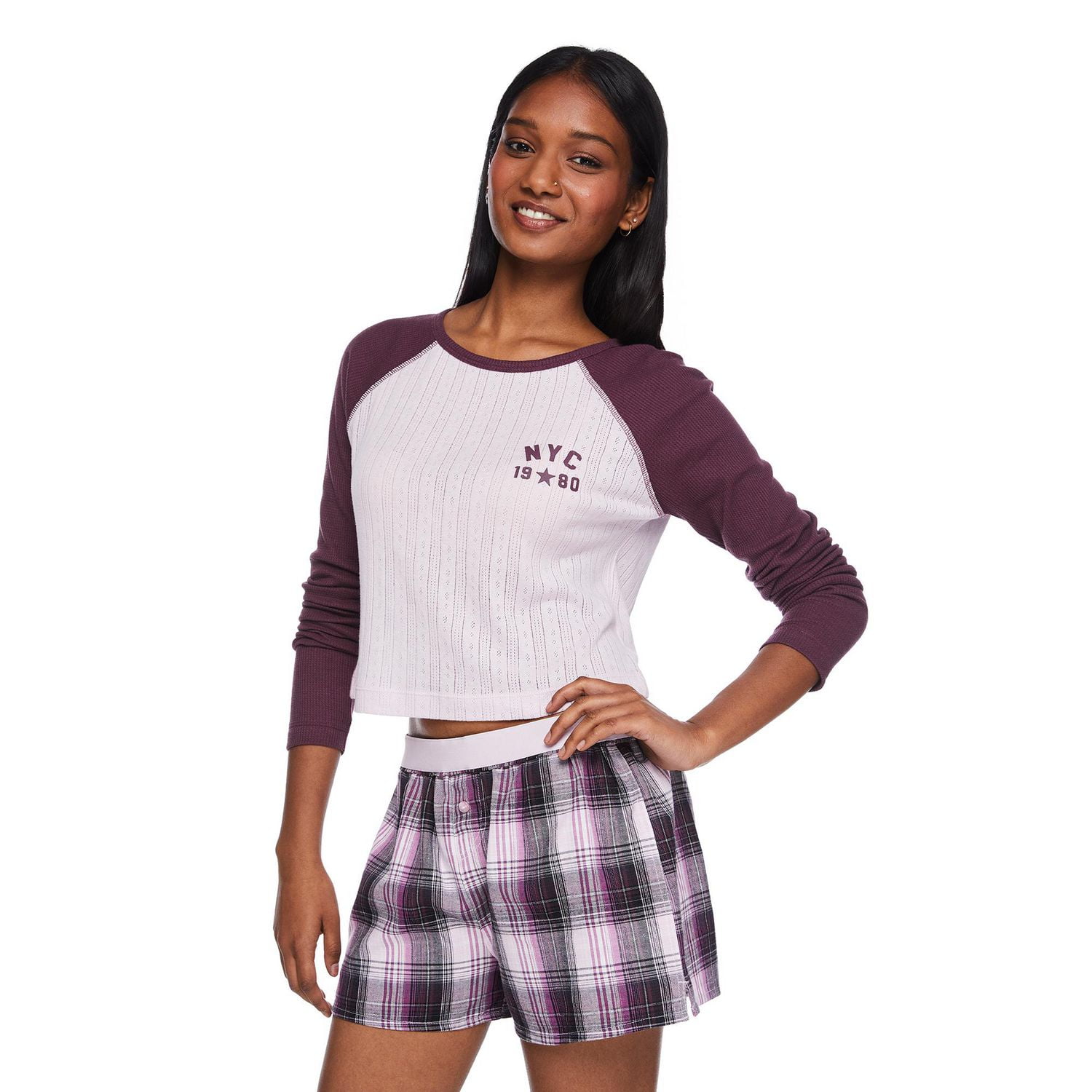 No Boundaries Women's Pointelle Sleep Tee