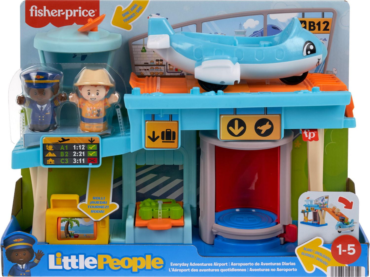 Fisher Price Little People Everyday Adventures Airport Toddler Playset Airplane 3 Play Pieces Ages 1 5