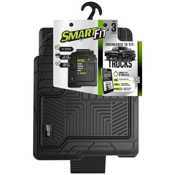 Smart Fit 3pc Black Rubber Truck Floor Mat