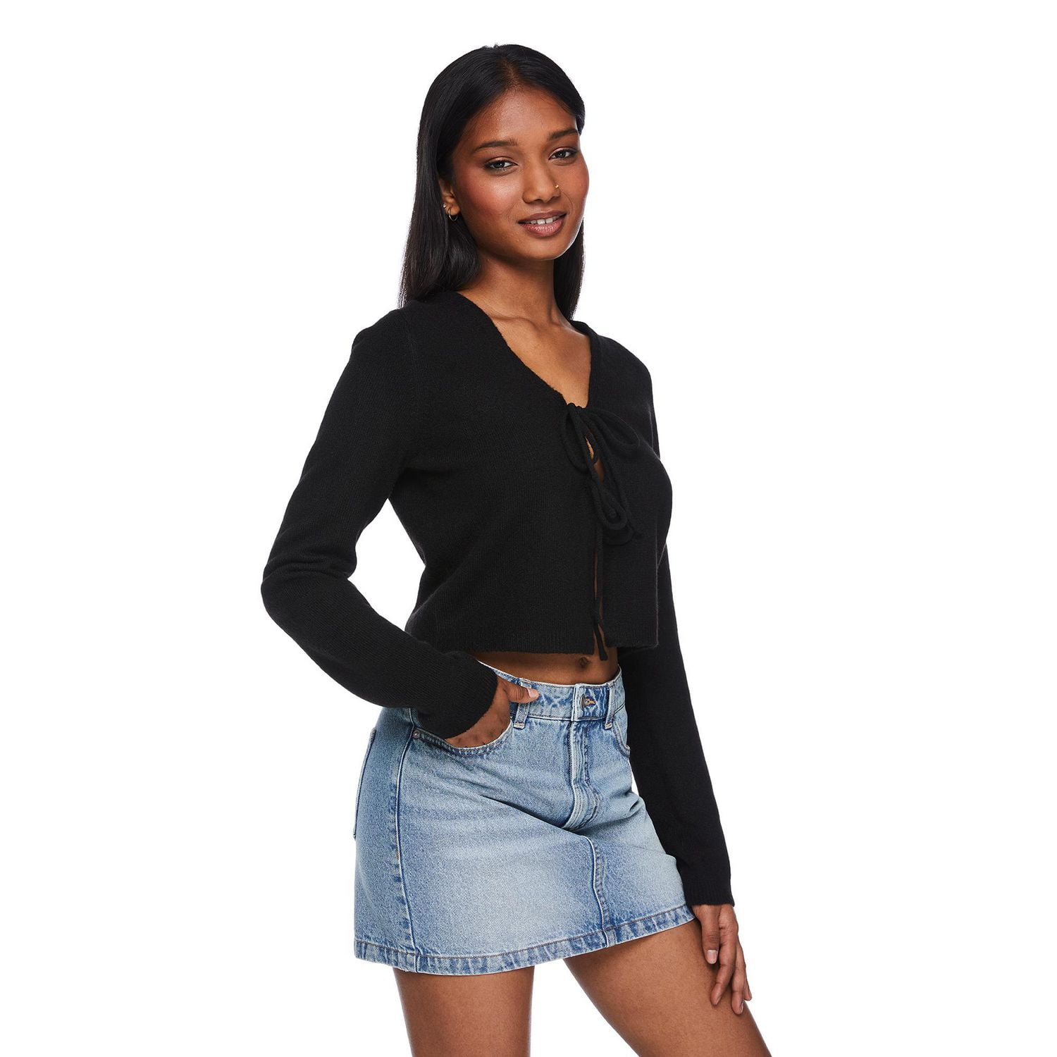 No Boundaries Women's Tie Front Cardigan, Sizes XS-XXL